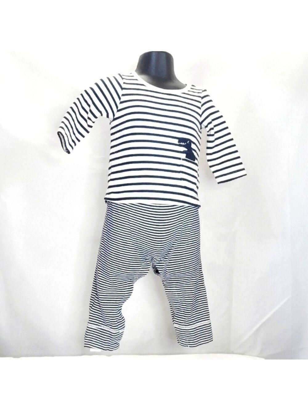 Carter's Boy One Piece Outfit 6 Month Striped Black White NWT